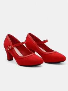 Solid Color Casual Commute Elegant Office Party Holiday - Red - View 3