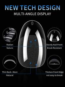 120/600PCS Short Round Nail Tip Soft Gel Transparent Gel Nail Tip Semi-Matte Full Coverage Nail Tip Acrylic Pre-Pressed False Nail Tip Nail Lengthening Home DIY Nail Press Nail Products - Clear - View 4