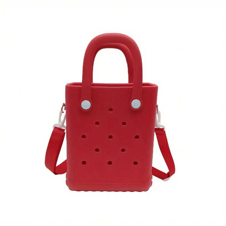 Compact EVA Beach Tote With A Removable Shoulder Strap, Featuring Colorful Cartoon Designs.This Stylish Travel Storage Bag Serves As A Multifunctional Accessory Beach Outings, Complete With A Matching Rubber Beach Bag. - 紅色 - 查看 3