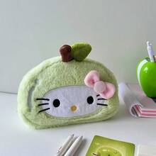 Sanrio 1PC Sanrio Japanese-Style Cute New Apple HelloKitty Cat Pen Case, Plush Transformable Large Stationery Bag, High Appearance Level Storage Bag, Perfect For Beach Vacations, Dates, And Trips. The Cute Design Makes It The Perfect Gift For Family And Friends On Christmas And Birthdays
