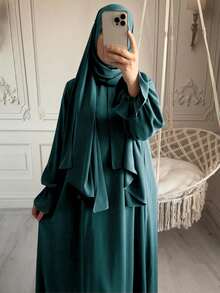 1pc Nida Fabric Scarf Attached Abaya Khimar, Suitable For Women's Daily Wear And Prayer, Applicable For All Seasons - Multicolor - View 22
