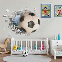 3D 立体墙贴运动足球、橄榄球、儿童房、卧室装饰墙贴艺术贴纸、自粘式婴儿淋浴家庭装饰礼物