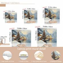 1pc Hallstatt Village Christmas Scene Canvas Print - Winter Scenery Wall Art, Waterproof, Suitable For Home Decor, Room Decor, Bedroom Decor, Living Room Decoration, Bathroom Decor, Wall Decor, Christmas Decorations For Home, Optional Wall Art With Frame