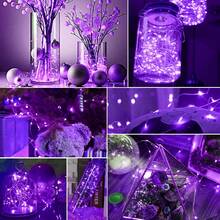Fairy Lights Battery Operated, 7ft 20 Mini LED Fairy String Lights Silver Wire 3 Modes For DIY, Parties, Wedding, Bedroom, Halloween Christmas Decoration, Indoor String Lights(8/12/24Pack) - Purple - View 5