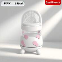 1个180ml/270ml奶牛图案奶瓶，宽口PP材质，防呛，可爱卡通奶瓶，适合日常使用 - 彩色 - 查看 15