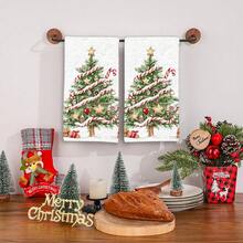 2/4 pièces Serviettes à vaisselle imprimées avec motif sapin de Noël, super absorbantes en microfibre moderne pour la cuisine et la cuisson, douces et très absorbantes, excellent cadeau pour les voisins, mamans, amis, pendaison de crémaillère, décoration de Noël, accessoires de cuisine