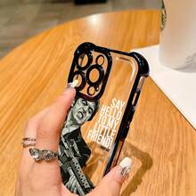 El estuche  es compatible con modelos de  17,16, 15, 14, 13, 12, 11 Pro Max, X, XR, XS Max, 8 y 7 Plus, con un respaldo trasero transparente y suave para proteger contra caídas. - Negro - Ver 3