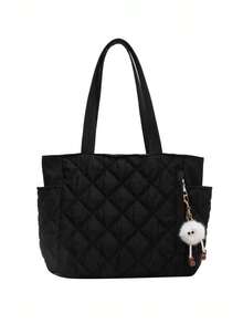 Leisure Large Capacity Down Padded Coat Bag Fashion Shoulder Bag Portable Oblique Tote Bags, Commuter School, Sports, Traveling, Hiking, Sports, Travel School Bag, Back To School Backpack, Large Capacity, Portable, Lightweight, Suitable For Teen Girl Women College Students, Perfect For Back To School, College, Middle School, High School, Fashionable Tote Bag With Zipper, Tote Bags For Women, College Essentials