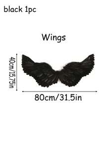 2PCS Halloween Angel Wings/Demonic Wings Set, Feather Props, Suitable For Party Decoration, Dance Events, Performances, Fashion Magazine Shoots, Model Parades And Various Holiday Role-Playing Props (Made Of Natural Feathers)
