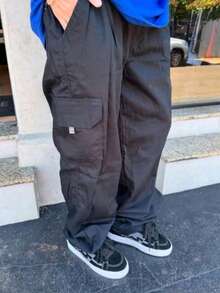 Men's Plus Size Cargo Pants Dazzling Extra Large Balloon Jeans With Original Pocket - Đen - Twill - Xem 3