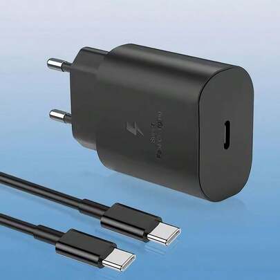 25W USB-C Power Adapter Super Fast Charging With 3ft/6ft USB-C To Type-C Cable, Compatible With IPhone 16/15/Pro/Plus/Pro Max Series, Compatible With Samsung S25/S24/S23 S22/Note 20/10, Pixel, Moto, Car Play, Suitable For Travel, Office, Dormitory And Home Charger Phone Charger High Output Power