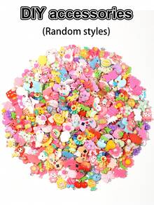 Random 10/20/30/40/50/100/150/200pcs Resin Accessories Set, Creative Cute Sweet Fresh Girl Cartoon DIY Decorations, Various Colors, Styles And Designs, More Quantity More Variety, Can Be Used As Keychains, Necklaces, Bracelets, Dust Plugs And Other Pendants, Great For Back To School, Parties, And Wonderful Small Gifts