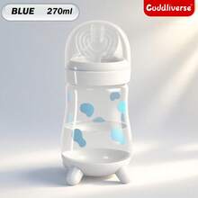 1个180ml/270ml奶牛图案奶瓶，宽口PP材质，防呛，可爱卡通奶瓶，适合日常使用 - 彩色 - 查看 17