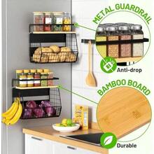 Magnetic Shelf For Fridge With Wood Lid Fruit Potato And Onion Storage Bins Pantry Organizers And Storage Large Container Magnetic Spice Rack For Refrigerator Kitchen Counter Cabinet 1 Silver