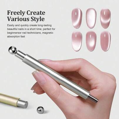 2支装专业双头加厚猫眼磁棒 - 大号强力磁性美甲工具，配备不锈钢磁铁和符合人体工学的手柄，适用于美甲和足部按摩。它们是美甲师和美甲技师的必备工具，也是美甲技术配件、美甲必备品。外观光滑，结构耐用。适合女性美甲，是圣诞礼物、朋友礼物和女性礼物的理想之选。