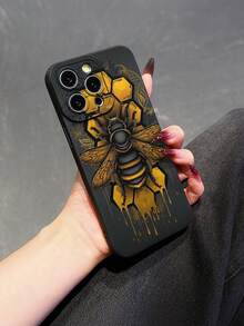 Fashionable, Popular, Personalized, Golden Bee & Honeycomb Pattern Design Theme Luxury Shockproof Aesthetic Cute Phone Case,Lens Protrusion Protection , Compatible With For IPhone 16/16Plus/16Pro/16ProMax, 15,14, 13, 12, 11 Series And Compatible With For Galaxy S/A Series, Gift For Easter Day, Christmas Halloween Decoration/Gift For Birthday, Girlfriend, Boyfriend, Friend Or Yourself. - 黑色 - 查看 3