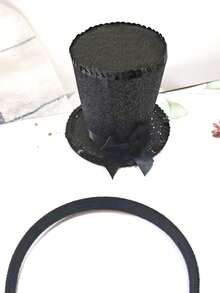 1pc Black/Red Miniature Top Hat Headband, Adorable Bow & Mesh Decor, Suitable For Party, Gathering, Tea Party, Teen BBQ, Music Festival - Multicolor - View 12