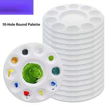5/10/15PCS Paint Tray Palettes White Circular Plastic Paint Trays For Students To Draw In School Projects Or Art Classes, Return To School, School Supplies, Household Items - White - View 1