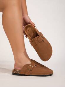 roulvxiang 2025 Wide Fit Plus Size Women Slip-On Flat Mules Casual Slippers, Suitable For Indoor And Outdoor Wear, Spring/Autumn