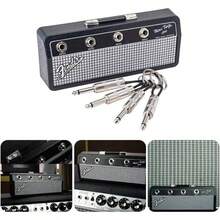 4 llaveros de enchufe de guitarra, llavero de enchufe de guitarra para montaje en pared, prctico llavero para montaje en pared, llavero porttil, audifilos de regalo - inicial - Ver 3