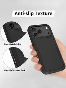Luxury Dual-Layer Protective Phone Case, Compatible With IPhone 17/16/11/12/13/14/15 Pro Max Plus/16E/17 Air, Hard Plastic Shock-Resistant Frame & Back Cover - Black - View 4