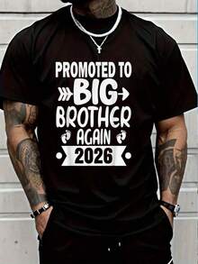 100% Cotton Promoted To Big Brother Again 2026 Shirt Funny Big Brother T-Shirt Men's Women's Vintage Summer Vacation Tops Graphic Tee - màu đen - Xem 1