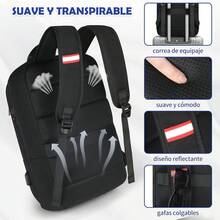 Lubardy Mochilas para Hombre y Mujer Mochila para Laptop 15,6 Pulgadas Mochila Viaje Mochilas Resistente al Agua Negra para Juveniles Universitaria - Negro - Ver 5
