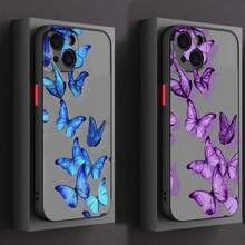 Diseñada con un tema de mariposa de moda para evitar resbalones, esta lujosa funda para teléfono es compatible con varios modelos desde hasta 16 Pro Plus, incluyendo versiones mini de 2020 a 2022, con una superficie transparente mate. - Colores mixtos - Ver 5