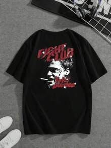 Fight Club Tyler Durden T-Shirt, Men's Double-Sided Print T-Shirt, Fashion Casual Crew Neck, 220gsm Cotton (1 Piece) - 黑色 - 查看 3