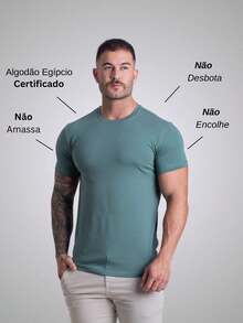 Men's Basic T-Shirt Egyptian Cotton Premium Slim Fit Shirt - xanh quân đội - Xem 2