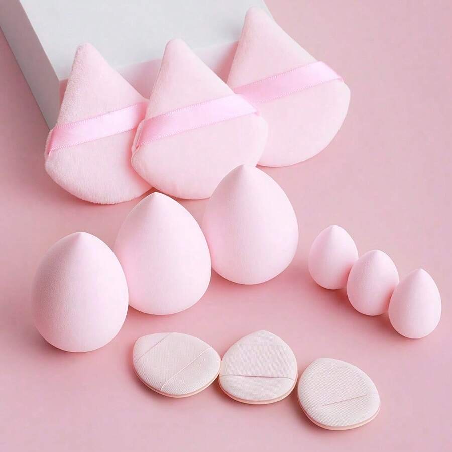 Free Shipping 12pcs Makeup Sponge Egg Beauty Sponge Soft Makeup Powder Puff Foundation Sponge Powder Puff Women Makeup Accessories Beauty Tools - Hồng - Xem 1
