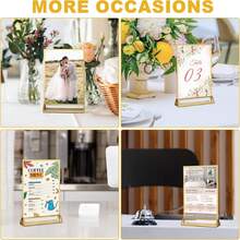 3/6/12 Pack Acrylic Gold Sign Holder, 4x6 Inch/5x7 Inch Tabletop Gold Picture Frames, Clear Double Sided Menu Holder, Wedding Table Numbers Picture Frames, Photo Displays For Events And Decor (Gold) - Gold-5x7 Inch - View 9
