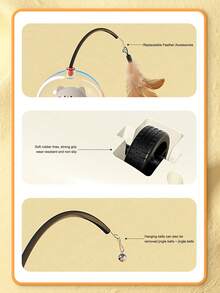 1 pieza Nuevo juguete inteligente para gatos, juguete de persona perezosa para gatos con plumas, rotación automática de 360°, sin ángulo muerto, material duradero, estimula la diversión de persecución de los gatos - Multicolor - Ver 11