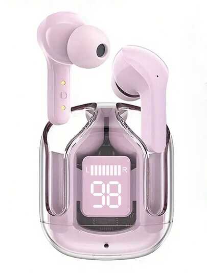 New Transparent Touchscreen Low Latency TWS Wireless Earbuds, Type-C Charging, Bluetooth 5.3 Semi-In-Ear Wireless Sports Earphones With Super Long Battery Life