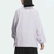 Adidas 3-Stripes & Logo Print Retro Zip-Up Stand Collar Jacket For Women - Purple - View 6