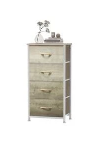 Metal Frame & MDF Wood 4-Drawer Fabric Dresser (17.7"L X 11.8"W X 37.4"H) - Foldable Storage Organizer, Spacious Drawers, Wall-Anchored Safety, Modern Style Oak Greige - Ideal For Bedroom, Living Room, Hallway, Dorm, Entryway, Closet - Xám - Xem 4
