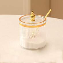 3pcs Luxury Spice Jars Kitchen Storage Condiment Containers Set, Includes 3 Jars And 1 Spoon