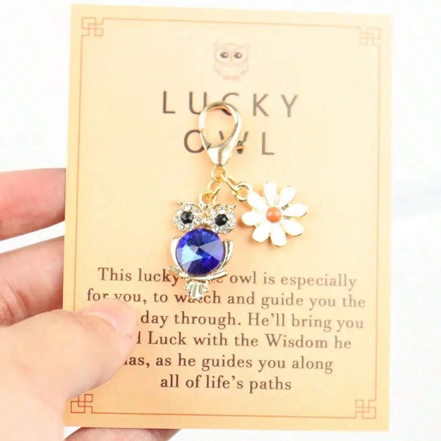 10pcs Set Of Cute Metal Owl Keychains With Heartwarming Pocket Hug Cards, Cartoon Animal Pendants, Best Homecoming Gifts, Friendship Gifts, Birthday Gifts, World Animal Day Gifts, Can Be Given To Friends, Family, Colleagues, Unisex