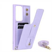 OUKNOEO 時尚人造皮革斜跨手機包,相容 iPhone 17e Air 16e 15 14 13 Pro Max Plus S26 S25 Edge S24 Ultra A37 A57 Z Fold 7 6 5 4,附手腕帶與長掛繩 - 紫色 - 查看 19