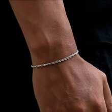 Silver Twisted Bracelet,Extremely Simple Rope Chain Bracelet, Stainless Steel Bracelet,Sports Bracelet, Beach Bracelet,Simple And Sturdy Stainless Steel Jewelry Gift,Father's Day Gift