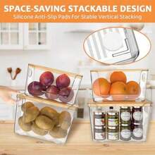2 Set Pantry Organizer Storage Stackable Kitchen Storage Bins With Lid And Handle Clear Plastic Containers For Potato Onion Garlic Fruit Vegetable Produce - 2 Pack - View 4