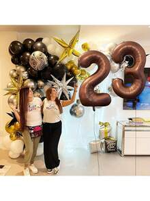 1 个 40 英寸巧克力金属铝箔气球 - 耐用派对装饰，适合生日、婚礼、新年、情人节、印刷数字、易于安装、节日庆祝配件、精美礼物 - 咖啡色數字 - 查看 7