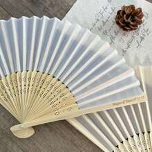 Personalized Silk Wedding Hand Fans, White Letter Engraved Folding Fans, Bulk Personalised Wedding Bridal Party Favors Special Event Fans Summer Wedding, Rustic Fashionable, Vintage, For Women/Men, School Supplies, For Teenagers, Junior High School Students, Middle School Students, High School Senior High School Students, College Students, University Students, Freshman, Sophomore, Underclassmen