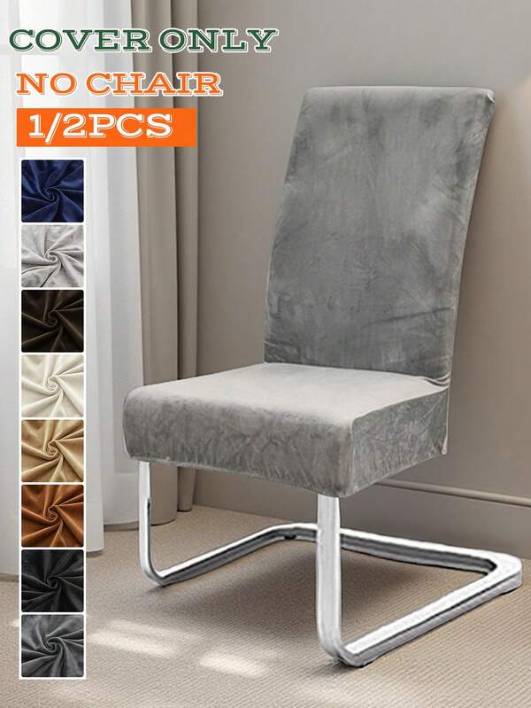 1/2 pièces Housses de chaise en velours doux de couleur unie. Housses de chaise extensibles tout incluses pour chaise de salle à manger, bureau, banquet, restaurant