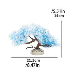 Decoração para aquário, conjunto de ornamentos para paisagem, árvore de cerejeira artificial, plantas aquáticas, adequado para pequenos peixes e camarões se esconderem