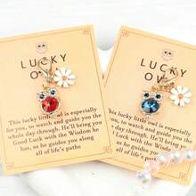 10pcs Set Of Cute Metal Owl Keychains With Heartwarming Pocket Hug Cards, Cartoon Animal Pendants, Best Homecoming Gifts, Friendship Gifts, Birthday Gifts, World Animal Day Gifts, Can Be Given To Friends, Family, Colleagues, Unisex