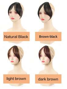 8英寸黑棕色合成刘海假发，自然八角刘海，适合日常佩戴，自然蓬松，适合女性，适合派对和日常使用，女士发饰，发夹，美发套装，美发工具套装，美发工具 - 彩色 - 查看 8