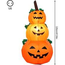 Fantasma Inflable de Halloween 1.2m, Decoraciones de Patio con e inserción Fija, Fantasma de Calabaza Inflable Iluminado, Cabeza de Tres Calabaza Halloween Inflable con Luces LED, Decoración Halloween, Halloween Juguete Inflable al , para jardín y césped - Naranja - Ver 9