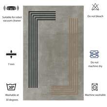HERGESTELLT IN DER TÜRKEI. Türkischer Teppich mit digitalem Perlmutt-Print – AL4010. Weicher, waschbarer Teppich mit rutschfester Filzrückseite – Moderne, dekorative Bodenmatte, geeignet für Wohnzimmer, Schlafzimmer, Badezimmer, Flur oder Eingangsbereich – Erhältlich in 5 Größen (40*60, 50*120, 50*160, 50*80, 60*100 cm). Schnelltrocknend, saugfähig, weich und komfortabel. Geeignet für den Innen- und Außenbereich. - Braun - Übersicht 6