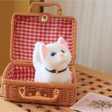 New Walking Plush Toy Cat  Electric Interactive Stuffed Animal Cat  A Cat Pet Toy That Can Meow, Wag Its Tail And Nod Its Head  Perfect Holiday Gift For Children - 矮腳貓 白色 - 查看 1